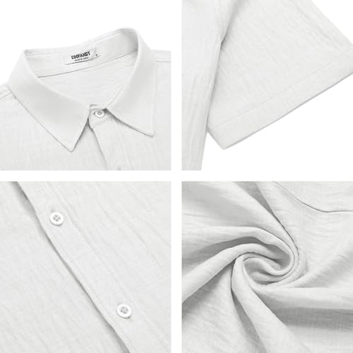 Chemise de plage décontractée COOFANDY blanche taille M vêtement d'été fluide