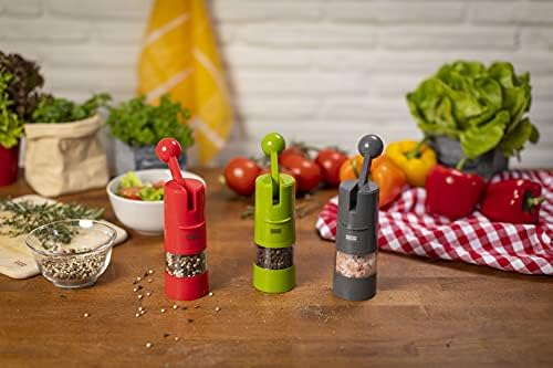 Kuhn Rikon Switzerland Adjustable Ratchet Grinder with Ceramic Mechanism for Salt, Pepper and Spices, Grey, Plastic, Gray