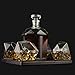 The Wine Savant Diamond Whiskey Decanter Set with 4 Glasses and Mahogany Base Borosilicate Glass Dispenser - 750ml Clear
