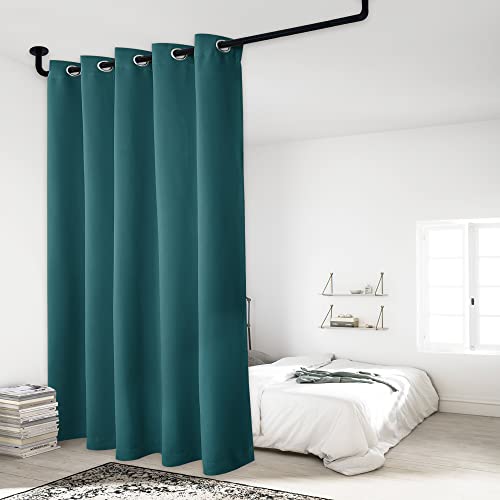 NICETOWN 100% Blackout Patio Sliding Door Curtain, Wide Lined Drape, Keep Warm Drapery, Sliding Glass Door Panel for Night Shift（Sea Teal, 1 Panel, 70 inches Wide x 95 inches Long by NICETOWN - Used condition - Image 9
