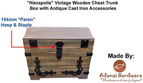 Miniatura 5 de Adonai Hardware "Paran" - Cerrojo de seguridad de hierro fundido antiguo resistente (6 pulgadas x 1 paquete, negro mate) para cofre del tesoro de