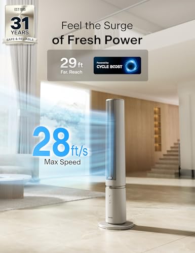 Image of PELONIS 40-Inch Tower Fan for Bedroom, Fan That Blows Cold Air, Oscillating Fan with Innovative Washable Design, 2000 CFM, 28ft /s Airflow, 4 Speeds + 2 Modes, 90 Oscillation, 23dB Quiet
