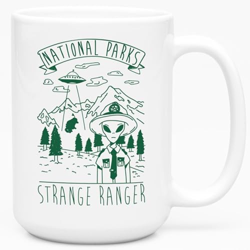 LookHUMAN Alien Coffee Mug - Funny Coffee Mugs Adult Humor, Double Sided Print Ceramic Coffee Cups for Extra-Terrestrial Lovers, Dishwasher Safe Novelty Unique Coffee Mugs for Women & Men, 15oz