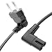 Produktbild conecto Stromkabel Netzkabel 2 Polig, 2,0m, Eurostecker Netzstecker Typ C auf IEC C7 Buchse Euro 8 Stecker, 90° Winkel Netzteil Strom Kabel für Haushaltsgeräte, PS3, PS4, PS5, TV UVM, Schwarz