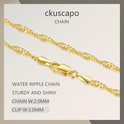 2MM 14K Gold Chain for Women Cute Thin Golden Chain for Men Dainty Gold Necklace for Women Non Tarnish Singapore Twist Chains Strength Meets Style Golden Jewelry for Womens 16-24IN2