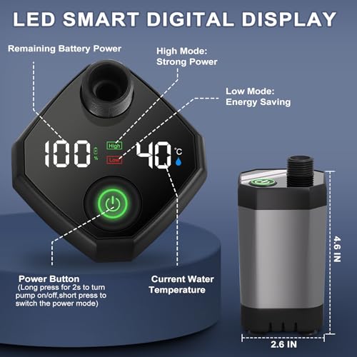 Kit de ducha portátil para camping HeiPen con batería recargable de 6000mAh y pantalla LED inteligente, para camping, senderismo, RV, playa y viajes miniatura 3