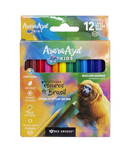 Mini Lápis De Cor 12 Cores Eco Sextavado Material: Resina