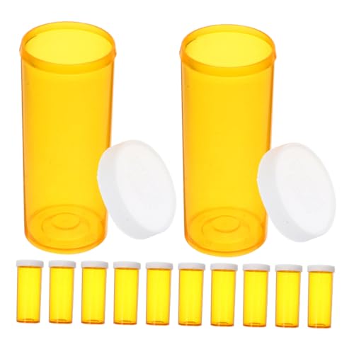 Amosfun 12 Pièces Bouteilles Distributrices De Pilules Distributeur De Flacons De Pilule De Voyage Organisateur De Pilules Trousse à Pharmacie Récipient De Pilule Orange PP