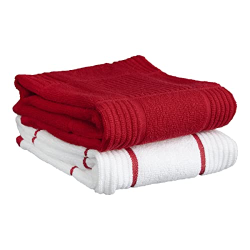T-Fal Solid & Checked Parquet Kitchen Towels: Highly Absorbent, Super Soft Long Lasting - 100% Cotton, 16