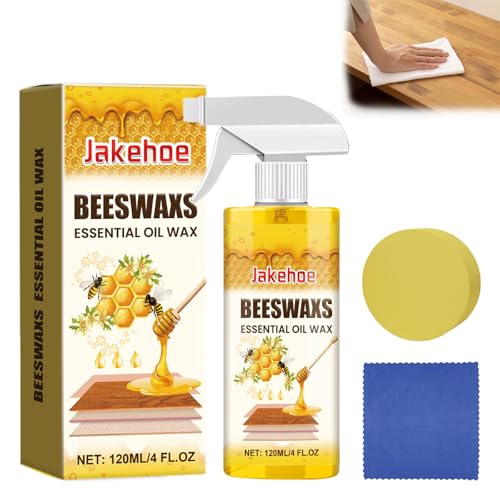 Bienenwachs Holzpflege 120ml Beeswax Spray,Bienenwachs Pflegespray,Beewax für Möbel Geeignet für Fußböden,Tische,Holzschränke(Wird mit 1 Schwamm und 1 Handtuch Geliefert)