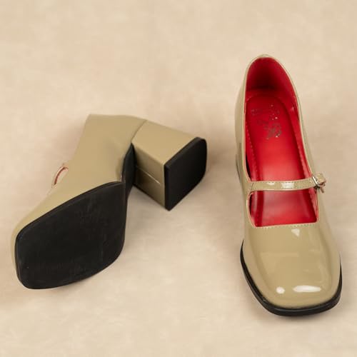 Image of Theater Women Mary Jane Block Heels | Single Strap Round Toe Pumps | Stylish & Comfortable for Formal, Office & Casual Wear
