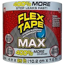 Flex Tape, MAX, Original Thick Flexible Rubberized Waterproof Tape - Seal and Patch Leaks, Works Underwater, Indoor Outdoor - Home RV Roof and Pool Repairs, Clear, 4 in x 25 ft, Pack of 1