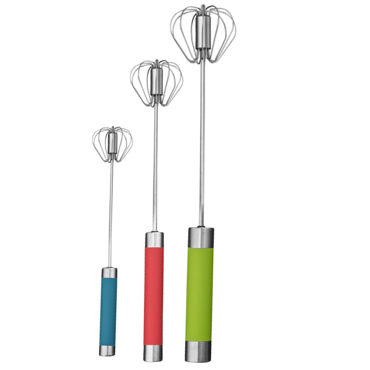 Batidor de huevos manual de acero inoxidable semiautomático pack de 3