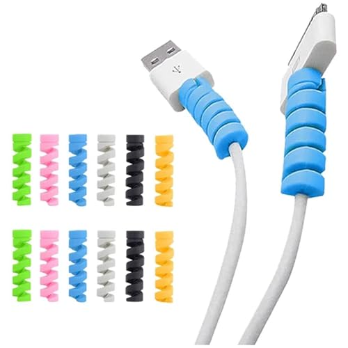 Image of 2PK Charger Cable Protector Spiral Wrap - Flexible Wire Saver Protector for USB Charging Cables, Prevent Cable Break & Fraying (Combo Pack)