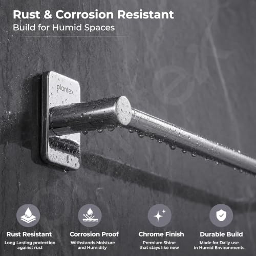 Image of Plantex J4 Stainless Steel Towel Rod /Self Adhesive Cloth Hanger for Bathroom /24 Inch Towel Bar /Bathroom Accessories - Pack of 1 (Chrome)