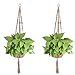 Zealor 2 Pack Plant Hanger Macrame Jute 4 Legs 40 Inches Plant Holder with Colored Beads for Indoor Outdoor Balcony Ceiling Patio Deck