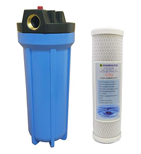 10 Standard Water Filter Housing with 3/4 ports and Pressure Reducing Valve | Black Lid, Blue Housing (+Carbon Block)