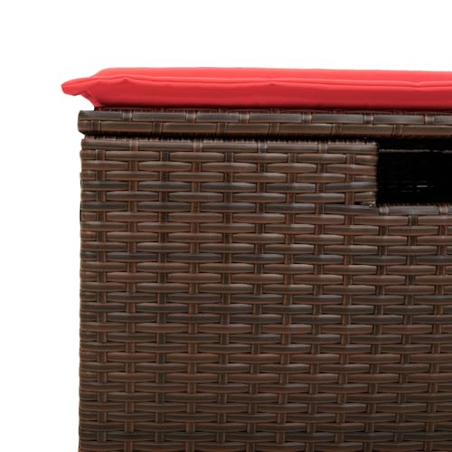 Tabouret de jardin robuste en polyrotin marron tressé main - 8