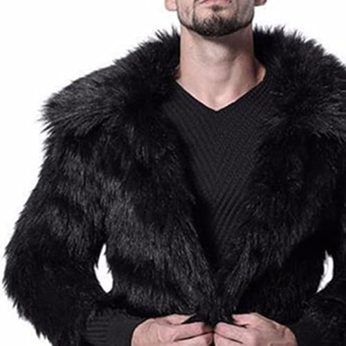 Faux Fur Coat for Men Winter Fluffy Coat Long Parka Overcoat Lapel Open Front Warm Fuzzy Shearling Trench Coat2