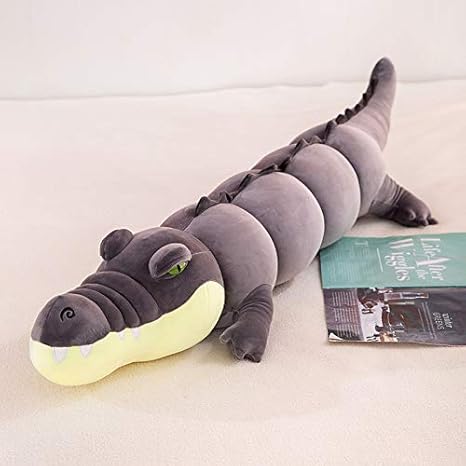 Amazon Co Jp ロングピロークロコダイルぬいぐるみ人形ガールフレンドスリーピングドールチャイルドバースデーギフト1cmグレー おもちゃ