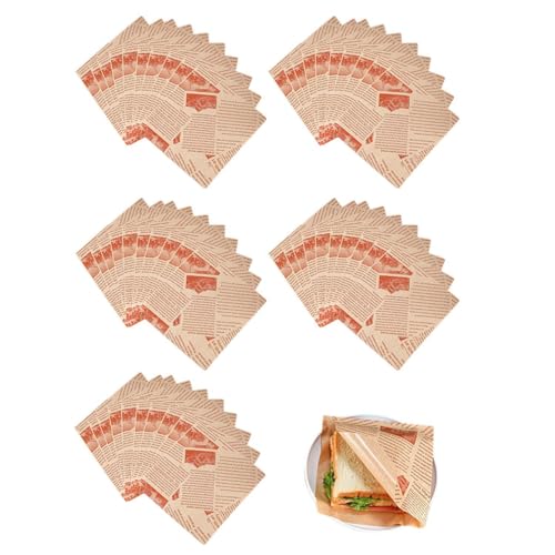 50 Stück Lebensmittelverpackungspapier, Ölbeständiges Beschichtetes Papier, Verpackungspapier Für Frittierte Lebensmittel, Verpackungspapier Für Burger Und Pommes Frites