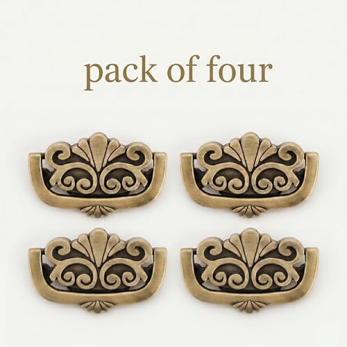 Image of Sainath Zinc Alloy Antique Finish Drawer Cabinet Kadi Kundi Knob Pull Handle Set, Pack of 4 PCs