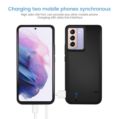 Fey POWER CASE Battery Case For Galaxy S21 Plus, 5000Mah Rechargeable Battery Charging Case For Samsung Galaxy S21 Plus 6.7",External Backup Battery Power Bank Charger Case,Extended Your Battery Life Black thumb #3