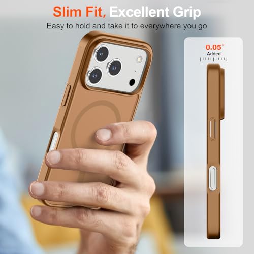 Image of SUPFINE Magnetic for iPhone 17 Pro Case (Compatible with MagSafe)(Military Grade Drop Protection) Translucent Matte Shockproof with Anti-Fingerprint Phone Cover 2025,Brown