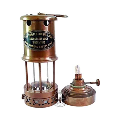 Antique Brass Nautical Miner Lamp with Lens Cover