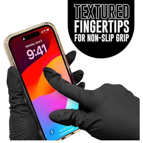 ZALCOON Nitrile Exam gloves disposable latex free Powder Free Chemical Resistance Disposable Gloves for Medical Exam, Home, Cleaning, Food Prep, Food safe and Non-Sterile (5 Pack x 100 Pieces)