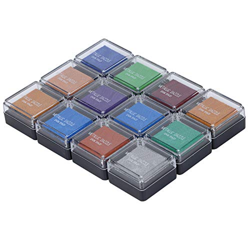 Almohadillas de tinta para manualidades con 12 colores metálicos para niños