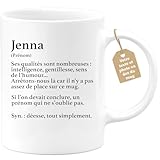 quotedazur Caf�-Croissant - Mug D�finition Pr�nom Jenna D�esse Tout Simplement - Cadeau No�l Pr�nom Tasse Jenna - Blanc/C�ramique
