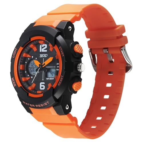 Image of Zoop Analog Digital Watch with Black Dial & Orange Strap for Boys Kids, from House of Titan - NT26026PP05W