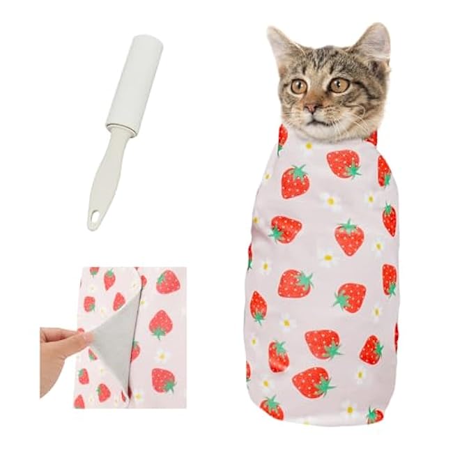 Supet Cat Wrap for Cutting Nails, 2025 Self-Adherent Cat Grooming Wrap, Anti-Escape Calming for Medicine, Nail Clipping, Teeth Brushing, Ear Cleaning-Slx41Qm7