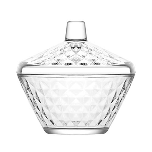 Sugar Bowl Clear Glass Candy Box with Lid Elegant Cookie Jar Covered Storage