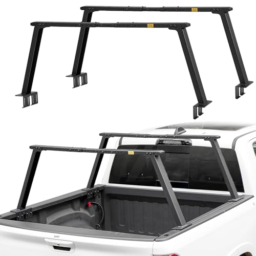Image of JOYTUTUS Heavy Duty Width Extendable Truck Bed Ladder Rack, Fit for Full-Size Wide Truck Bed, Rust-Resistant Overland Cargo Rack Compatible with F150 Silverado Sierra Ram 1500 Tundra Titan