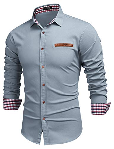 COOFANDY Men Regular-fit Long Sleeve Button Front Shirt Relaxed Fit Denim Shirts