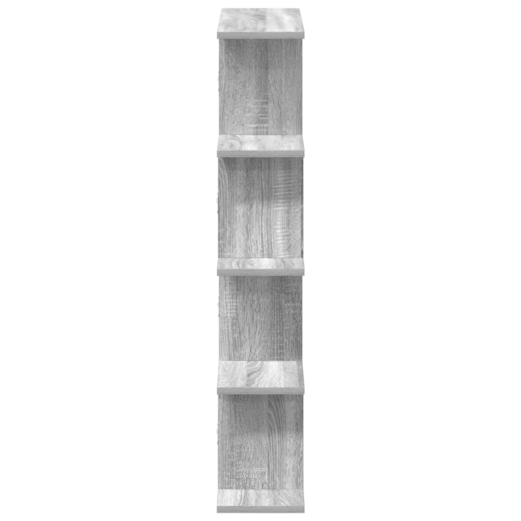 Estantería en forma de cubo, 12 compartimentos, color gris, madera Sonoma, 70 x 18 x 100 cm, versátil estantería de pared para dormitorio, salón