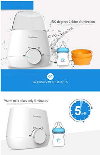 Baby Bottle Warmer Food Milk Warmer Heater Warm Sterilizer Microwave Baby Food Portable Bottle Brush and Clip fit All Baby Bottles (White) - Thumbnail 6