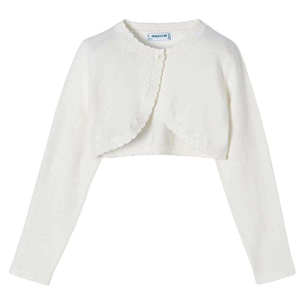 Mayoral Cardigan Coprispalle Bambina, Giacchino in Maglia Elegante con Fiocco, Bolero Cerimonia Autunno Inverno Primavera
