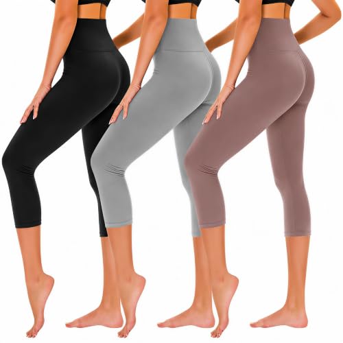 Image of TNNZEET Capri Leggings for Women - Tummy Control High Waisted Soft Yoga Pants for Gym Workout