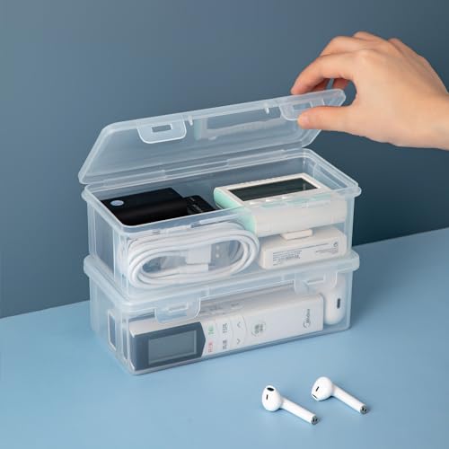 Image of Vidifor Plastic Storage Containers with Lid for Office Supplies, Pencil Box, Art Supplies, Makeup, Crafts and and Charger Cable Cord (2)