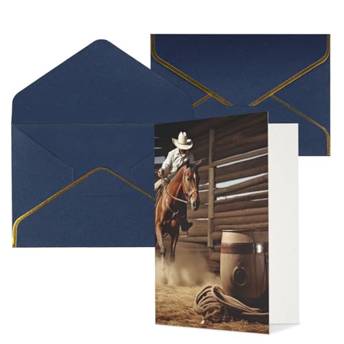 STVYUKL O[eBOJ[h t Thinking of You Card American West Rodeo Happy Birthday  ҏ 󔒂̃J[h @ 4x6