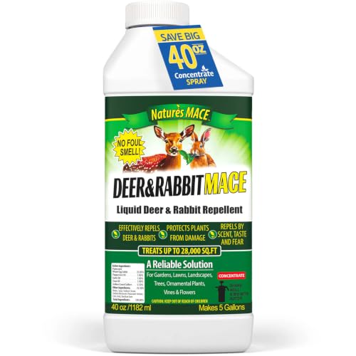 Nature’s MACE Deer & Rabbit Mace 40oz Concentrate Deer & Rabbit Repellent, Deer Repellent Spray for Plants, Lawns, Flowers & Gardens, Plant Safe Deer Spray, Protect Plants Fast, All-Season Protection