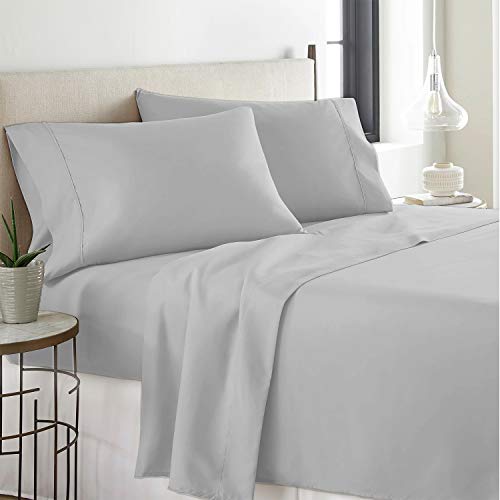 COZERI 600 Thread Count Luxury Sheet Set, 100% Pure Cotton, Breathable, Soft & Silky Sateen Weave, Fits Mattress Upto 17" Deep Pocket, 4 Piece Bed Sheets Set - (Full, Silver)