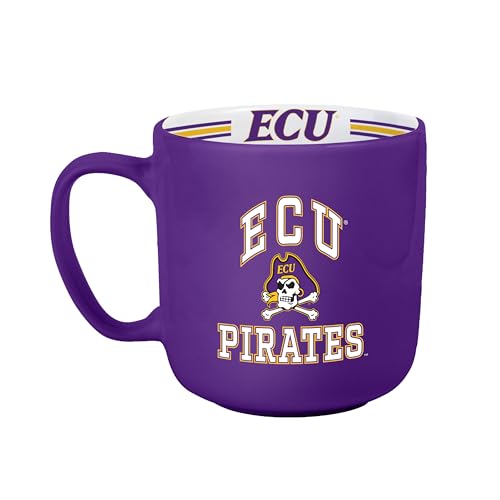 Image of Logo Brands NCAA East Carolina Pirates 15 oz Stripe Coffee Mug - Vintage Team Logo, Inside Print & Stripes, Microwave & Dishwasher Safe- Great Gift For Fans & Alumni