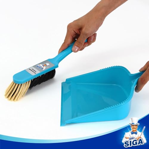 Image of MR.SIGA Dustpan and Brush Set, Pack of 4 Set, Blue & Grey