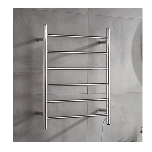 LYMGRZ Calentadores de Toallas eléctricos Plateados, toalleros de Pared con Interruptor metálico, toalleros Grandes de Acero Inoxidable de 6 Barras con Control termostático Inteligente, cableado.