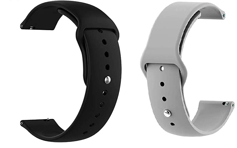 Waylon Watch Straps Compatible with Boat Watch Flash Edition | Watch Iris | Watch Mystiq | Wave Lite | Flash Edition Smart Watch (Pack of 2) (Black&Grey)
