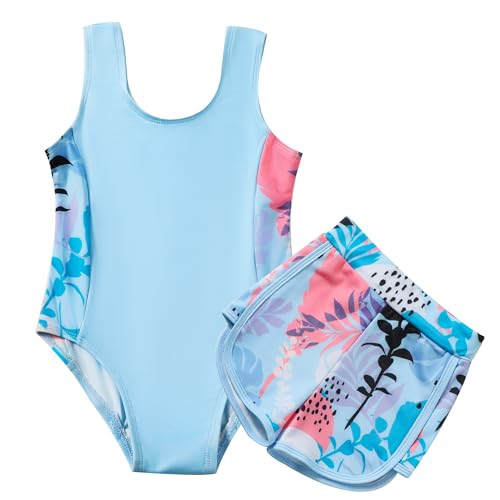 Image of DREAM BUS Toddler Girls One Piece Swimsuits with Boyshorts Little Girls Bathing Suit Summer Swimwear for 18M-6Y